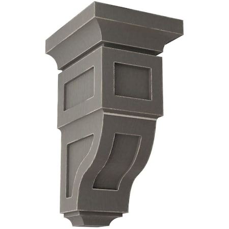 Ekena Millwork 4"W x 4 3/4"D x 8"H Small Reyes Wood Vintage Decor Corbel, Reclaimed Grey CORWD04X04X08RYGY